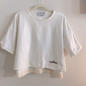 Stella McCartney X Adidas white/ cream cropped sweatshirt with orange elastic
